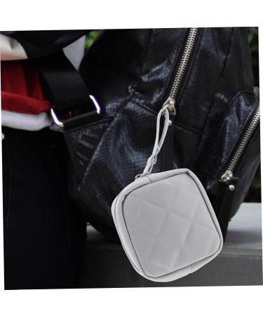 Iwowhero Leather Cosmetics Bag | Zip Organizer & Storage for Women | PU Gray Mini Accessory 13x13cm - Buy Online on GoSupps.com