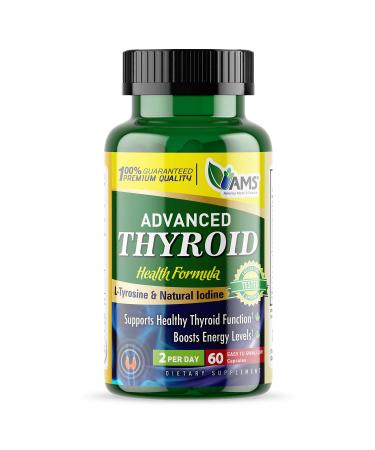 America Medic & Science Advanced Thyroid (60 Capsules) | Thyroid Support for Men and Women | Mood and Energy Booster Supplement | with Natural Ashwagandha Iodine Selenium and Vitamin B12 1 Count (Pack of 60)