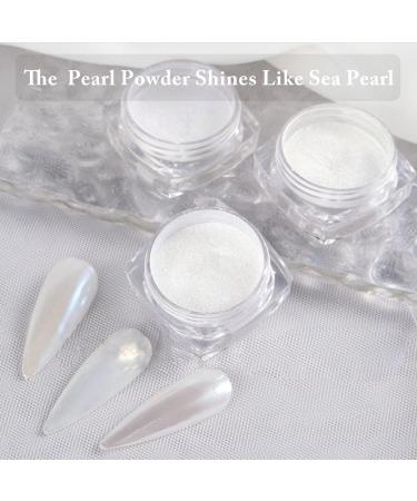 GZMAYUEN White Pearl Chrome Nail Powder - Ice Aurora Pigment Powder for Mirror Effect Nails (3Pcs) - Buy Online on GoSupps.com