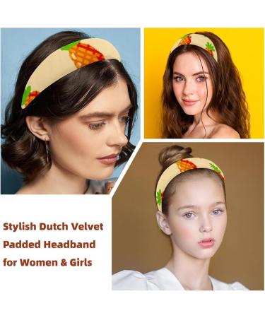 2 Pieces Headbands Women Hair Head Bands Pineapple Non Slip Thick Padded Hairband Hair Band Hoops Vintage Thick Hair Wrap Multi-colored 7 - Buy Online on GoSupps.com
