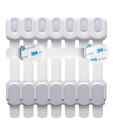 Child Safety Cabinet Lock and Strap Locks | for Children used for Fridge Cabinets Drawers Dishwasher Toilet Seat Adhesive. No Drills required and Easy Installation.