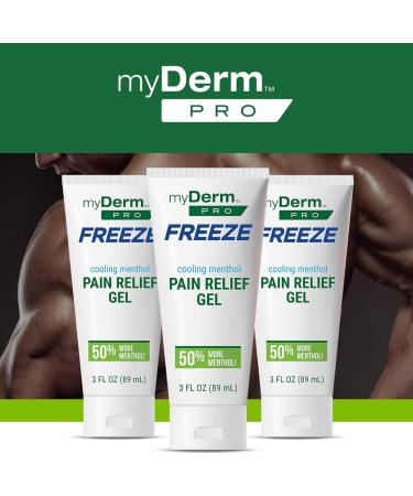 Myderm PRO Freeze Gel 3 oz - Extra Strength 6% Menthol - Muscle and Joint Relief - Cooling Topical Rub for Back Discomfort - Made in USA - 3 Fl Oz - Buy Online on GoSupps.com