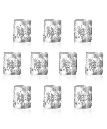 Dread Lock Dreadlocks Braiding Beads Silver Metal Cuffs Hair Accessories Decoration Filigree Tube Silver 8mm 10pcs Pack 10 Count (Pack of 1)