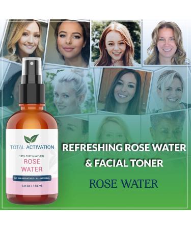 Large 4 oz Pure Organic Moroccan Rose Water Spray - Alcohol-Free Toner for Skin, Body, and Hair - Hydrating Mist for Dry, Oily, Combination Skin - Buy Online on GoSupps.com