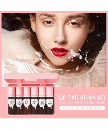 BEFIVECOK 6 Colors Lip Tint Stain Set - Natural Moisturizing Korean Lip Tint - High Pigment Waterproof Lip Gloss - Long-Lasting Non-Sticky Lipstick (Set B) - Buy Online on GoSupps.com