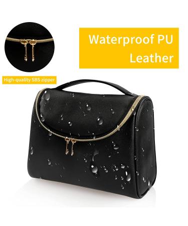 Ethereal Travel Makeup Bag - Large Capacity Vegan Leather Cosmetic Organizer in Black - Waterproof Toiletry Bag for Women - Small Size (1 Pack) - Buy Online on GoSupps.com