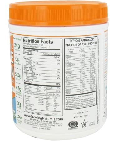 Organic Growing Naturals Rice Protein Powder - Original Formula - Buy Online on GoSupps.com
