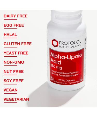 Protocol Alpha-Lipoic Acid Supplement 250mg Antioxidants for Blood Flow & Heart Health | Grape Seed Extract & Bioperine | Dairy Free & Kosher | 90 Veg Capsules - Buy Online on GoSupps.com