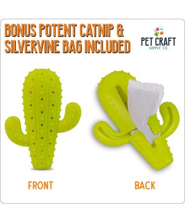 Pet Craft Supply Cactus Interactive Cat Toy - Bite Resistant Natural Rubber with Catnip & Silvervine Bags - Buy Online on GoSupps.com