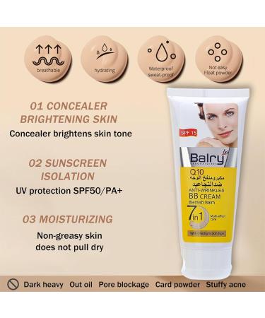 MrCuvaryas BB Cream Light BB Cream Foundation Anti-Age Medium Tinted Moisturiser SPF15 Softens Fine Lines Firms Skin Age Perfect BB Cream 7 in 1 Day Cream 24h Moisture Prevent Dark Spots - Buy Online on GoSupps.com