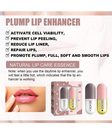 Natural Lip Plumper Set - Day & Night Serum for Lip Care Enhancement - 2PCS, 35.0g - Buy Online on GoSupps.com