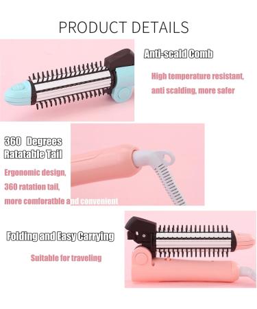 Foldable Curling Iron Brush | Ceramic Ionic Hot Curler | Adjustable Temperature | Travel-Friendly Multifunctional Round Brush - Upgrade Pink - Buy Online on GoSupps.com