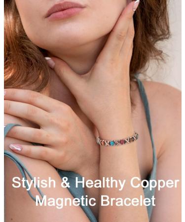 EnerCoppeX Copper Magnetic Bracelet for Women - Turquoise Jewelry with 3500 Gauss Magnet (COB-0176) - Buy Online on GoSupps.com