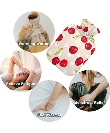 NAANLE Polka Dot Cherry Berries Heat Bottle | 2L Transparent Hot Water Bottle for Pain Relief & Therapy Large Size for Bed & Hand/Foot Use - Buy Online on GoSupps.com