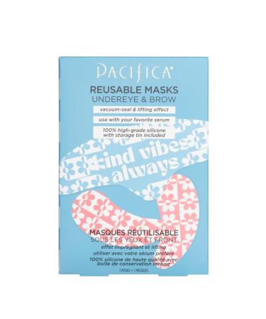 Pacifica Beauty | Reusable Undereye + Brow Mask Value Set | 100% Silicone | Vacuum Seal & Lifting Effect | Minimize Fine Lines + Wrinkles | Pair with Serum | Storage Tin Included | Vegan