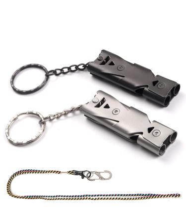 XXINMOH Whistle with Lanyard for Coaches, Referees, Training, Outdoor Camping Accessories,Dog Whistle, Emergency Survival. black silver