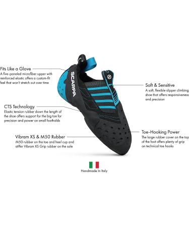 Scarpa Instinct S Slip-On Climbing Shoes - Black/Azure - Size 5.5 Women/4.5 Men - Buy Online on GoSupps.com