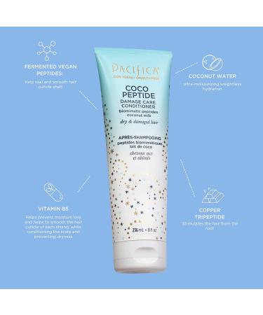 Pacifica Beauty Coco Peptide Damage Care Shampoo + Conditioner Set for Dry & Damaged Hair - Repair Bleach, Color, Chemical, and Heat Damage, Treat Split Ends & Breakage with Coconut Peptide - Buy Online on GoSupps.com