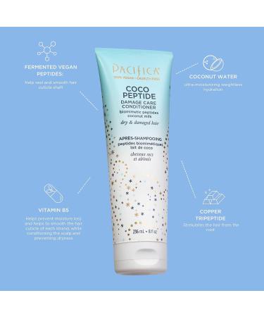 PACIFICA Beauty Coco Peptide Damage Care Conditioner - Repair Dry & Damaged Hair from Bleach, Color, and Chemical Services - With Coconut, Vitamin B5, and Peptide for Split Ends & Breakage - Buy Online on GoSupps.com