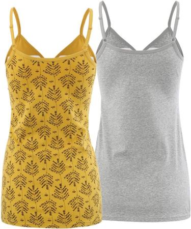 Manci Women's Cotton Maternity Pajama Top Tank Cami | Nursing Sleep Bra | L Gray+Yellow - Buy Online on GoSupps.com