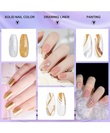 Rechoo 6pcs Gel Liner Nail Art Set - Multicolor French Manicure UV Gel Polish with Platinum Glitter - 10ml each - Buy Online on GoSupps.com