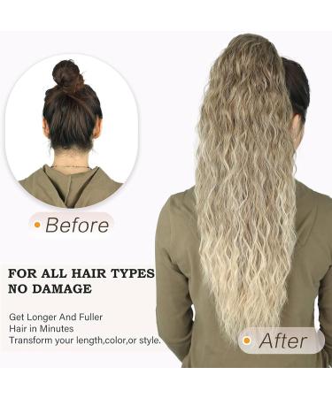 PORSMEER 28 Ash Blonde to Platinum Long Beach Wave Ponytail Extension - Synthetic Drawstring Hairpiece for Women - Buy Online on GoSupps.com