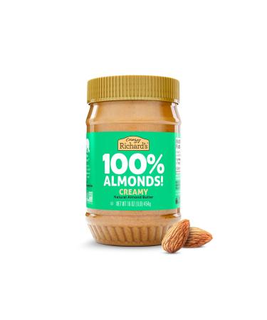Crazy Richards Almond Butter No Sugar Added, Made with Dry Roasted Almonds, Non-GMO Bulk Pack of 1 x 16oz Nut Butter Jar 1 Pound (Pack of 1)