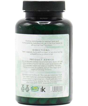 Choline Bitartrate & Inositol Capsules - 250mg Choline & 250mg Inositol - 120 Vegan Capsules by G&G Vitamins - Buy Online on GoSupps.com