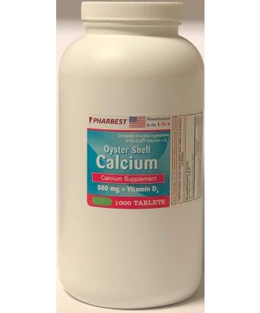 Oyster Shell Calcium 500 mg + Vitamin D Supplement - 1 000 Tablets