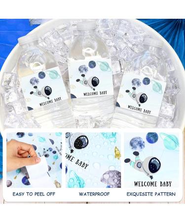Fangleland Outer Space Baby Shower Water Bottle Labels - 28pcs Solar System Welcome Baby Wrappers for Gender Reveal Decor - Personalized Astronaut Supplies - Buy Online on GoSupps.com