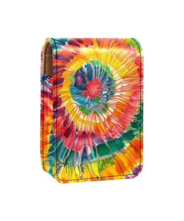 Travel Lipstick Organizer Case Lipstick Case Portable Makeup Bag With Mirror Colorful Tiedye Swirl Rainbow W228x6urxs