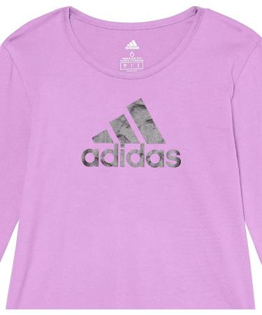 adidas Girls' Long Sleeve Cotton Scoop Neck Logo T-Shirt - Pulse Lilac | Size 3T - Buy Online on GoSupps.com