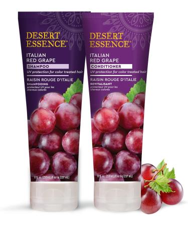 Desert Essence Italian Red Grape Shampoo & Conditioner Bundle - 8 fl oz - Color Treated Hair Protection - Antioxidant Formula with Vitamin B5 - UV Filter Defense - Buy Online on GoSupps.com