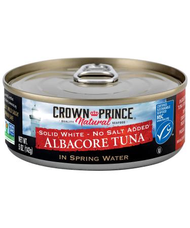 Crown Prince Natural Solid White Albacore Tuna in Spring Water, No Salt Added, 5 Ounce Cans (Pack of 12) Spring Water, No Salt Added 5 Ounce (Pack of 12)