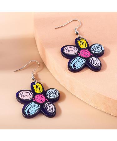 Feyley Acrylic Earrings - Elegant Drop Flower Charm Jewelry for Women - Fashion Statement in Blue - Buy Online on GoSupps.com