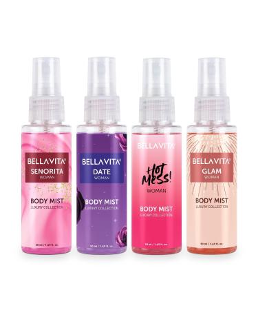 Bloom Beauty Bella Vita Luxury Body Mist Travel Size Gift Set for Woman with Date Senorita Glam & Hot Mess Refreshing Floral Fruity|Long Lasting Fragrance 50ml Each