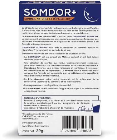 Granions Somdor+ Duo 30 Tablets 30 Days Natural Sleep/Repairing Facilitates Sleeping Valerian/Hops/Hawthorn/Magnesium/Passiflower 2 Units - Buy Online on GoSupps.com