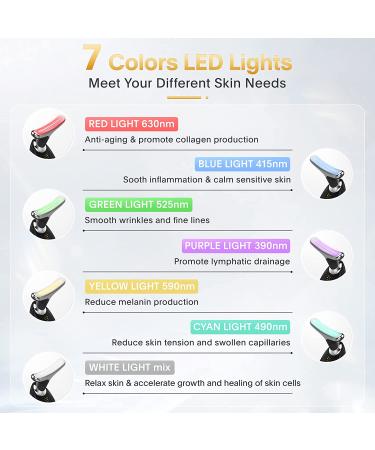 7 Color LED Red Light Therapy Face & Neck Beauty Device - Skin Rejuvenation & Tightening - Glossy Black - Buy Online on GoSupps.com