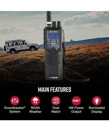 Cobra HH50WXST Handheld CB Radio with NOAA Alerts - 40 Channels, Earphone Jack, 4W Output - Black - Buy Online on GoSupps.com