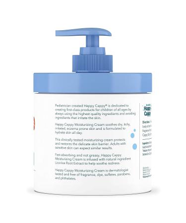Happy Cappy Dr. Eddie's Moisturizing Cream for Children - Dermatologist Tested - Soothes Dry, Itchy, and Irritated Eczema Prone Skin - 12 oz Jar with Pump, Non-Greasy Formula - Fragrance and Dye-Free - Buy Online on GoSupps.com