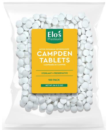 Campden Tablets (2oz-100 tablets) | Packed in Canada| Active Potassium Metabisulfite| Sterilant and Preservative Prevent the Growth of Most Wild Yeast| Used to Sterilize Beer Wine Juice Cider and Water| by Elo s Premium