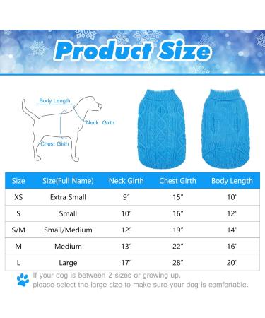 Bingpet Dog Knit Sweater with Turtleneck - Classic Braid Warm Sweater for Dogs & Cats - Small Blue Autumn & Winter Outfit - Buy Online on GoSupps.com