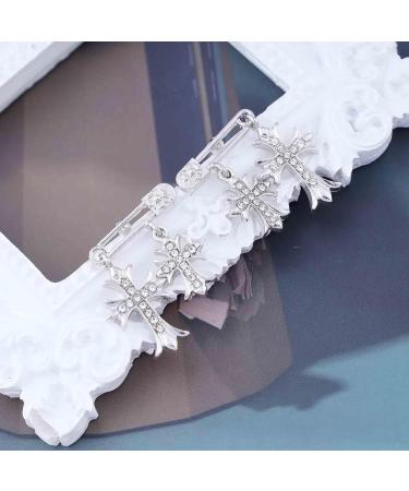 Vintage Crystal Cross Drop Earrings | Rhinestone Studs & Silver Paperclip Design | Sparkly CZ Crucifix Jewelry for Women - Buy Online on GoSupps.com