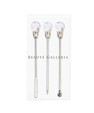 Beaute Galleria 3-Piece Nail Art Tool Set - DIY Spoon Spatula Needle Stick for Acrylic UV Gel & Rhinestone Mixing - Manicure Accessories - Buy Online on GoSupps.com