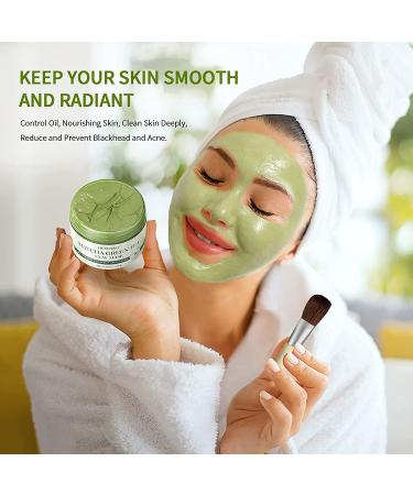LIVYUYAO Green Tea Clay Facial Mask - Purifying Mud Mask for Blackheads, Pores, Acne - 5.29oz - Buy Online on GoSupps.com