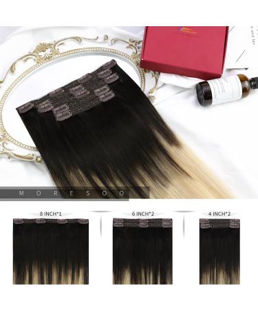 Moresoo Human Hair Extensions Clip in Ombre Brown to Blonde Balayage 10 Inch - 5Pcs/70g #2/27/613 - Buy Online on GoSupps.com