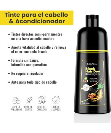 KINGMING Black hair color shampoo for gray hair 3in1 hair color shampoo for men and women Black Hair Dye Shampoo for gray hair shampoo against gray hair 500 ml - Buy Online on GoSupps.com