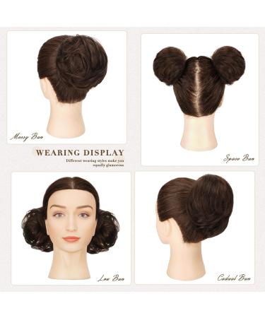 Ruwiss Elegant Long Hair Part Bun Extension - Smooth Tousled Updo with Real Hair Tie for Women - 25g Brown Mixed Scrunchy - Buy Online on GoSupps.com