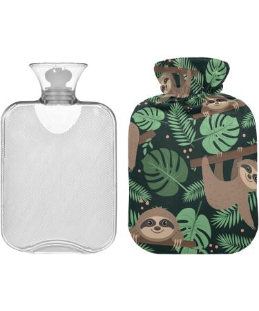 Naanle Palm Leaves Sloth Hot Water Bottle 1L - Transparent Warm Head Hand & Feet Warmer for Pain Relief & Therapy - Buy Online on GoSupps.com