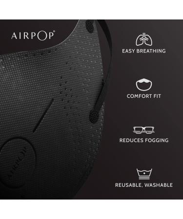 AIRPOP Light SE Reusable Washable Face Mask 1 Pack 4-Layer Face Coverings Contoured Fit Lightweight Design Adult/Kids Face Masks for Repeated Wear 1 Pack - Black - Buy Online on GoSupps.com